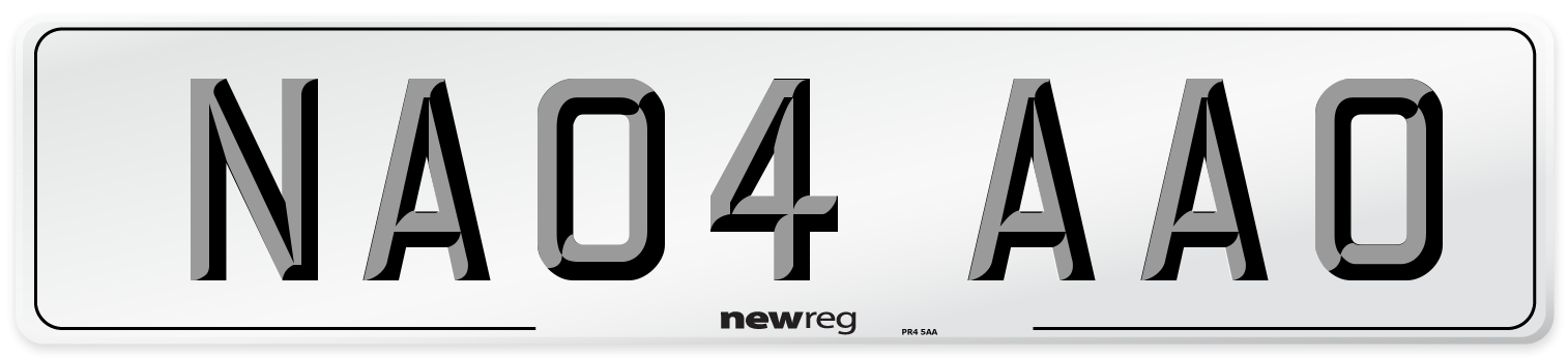 NA04 AAO Number Plate from New Reg